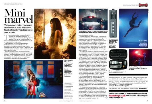 Our SmokeNINJA  featured in the Amateur Photographer Magazine, the world's top-selling photography magazine.