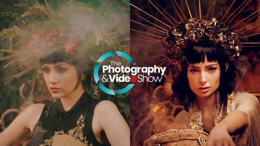 Collage of two girls showcasing fog effects and The Photography & Video Show logo