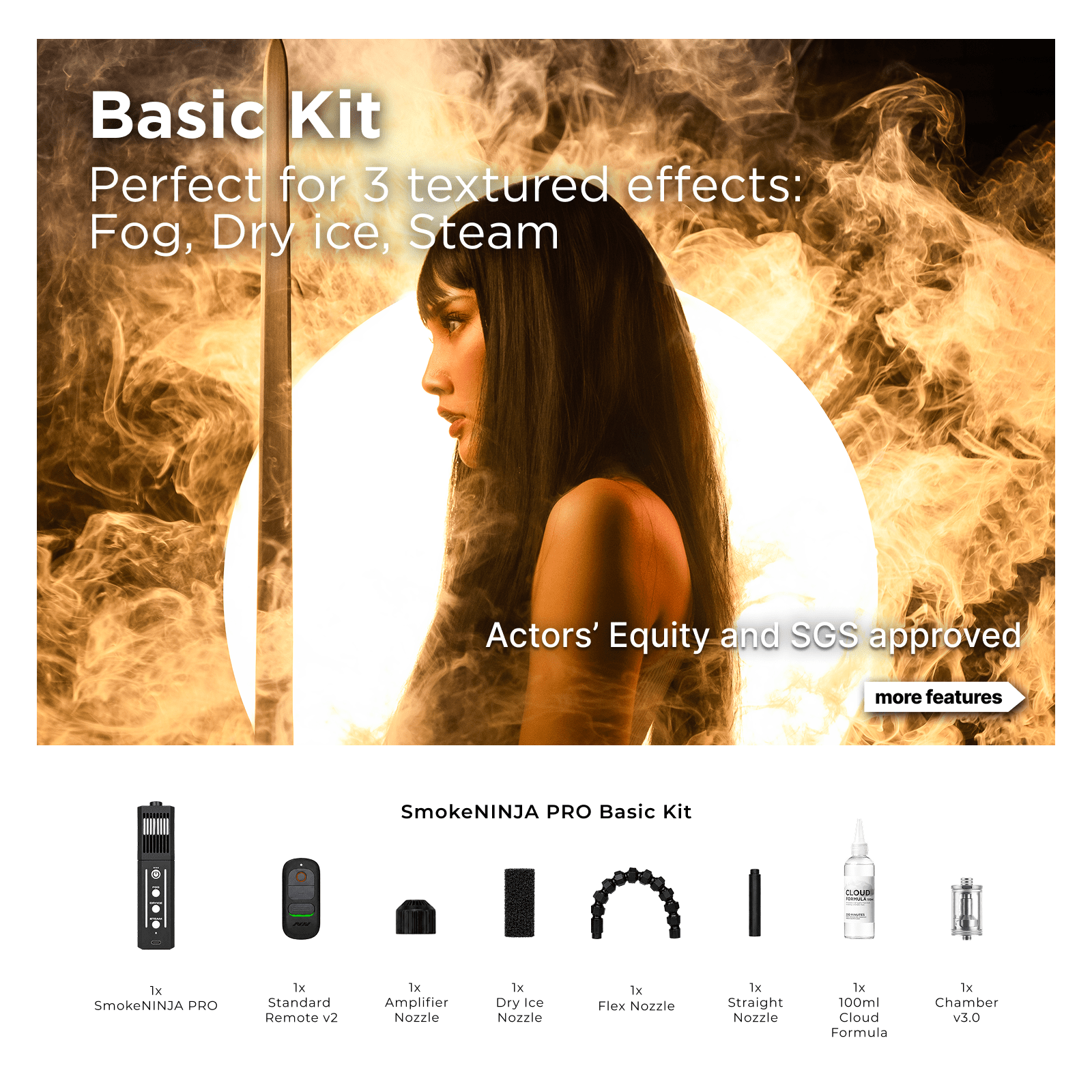 SmokeNINJA PRO V2 Basic Kit for fog, steam-like and dry-ice-style effects