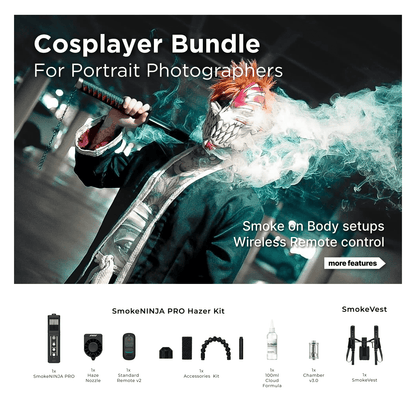 SmokeNINJA PRO V2 Cosplayer Bundle creating smoke-on-body effects with included Smoke Vest