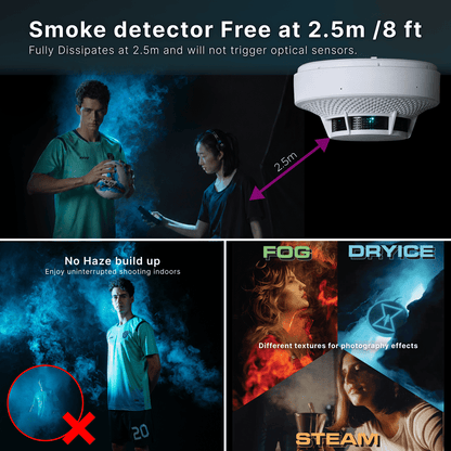 Vanishing Formula guidance for studio effects, haze buildup and smoke-detector distance