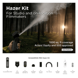 SmokeNINJA PRO V2 Hazer Kit creating diffused haze on location with included components