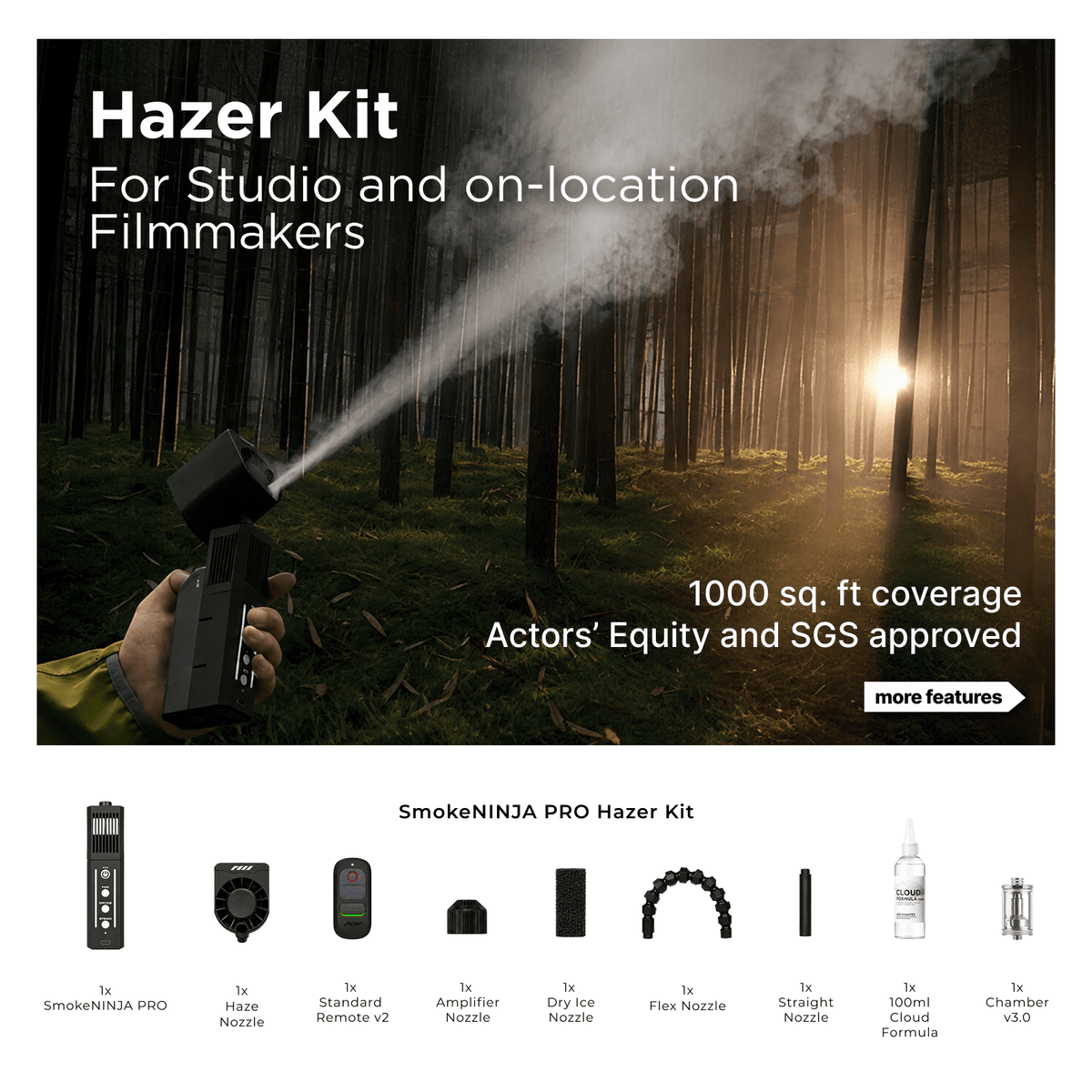 SmokeNINJA PRO V2 Hazer Kit creating diffused cinematic haze on location