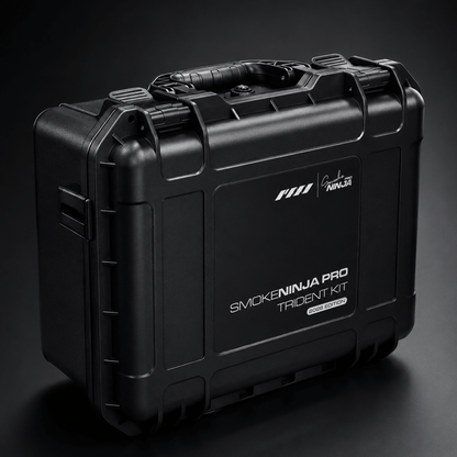 SmokeNINJA PRO V2 Trident Kit protective hard case on dark background